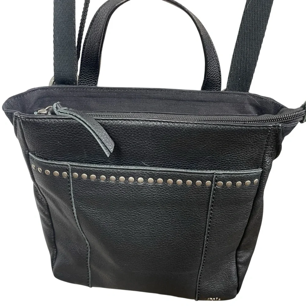 The Sak Black Crossbody Backpack Bag Purse Leather Black Convertible Studded - Picture 3 of 13
